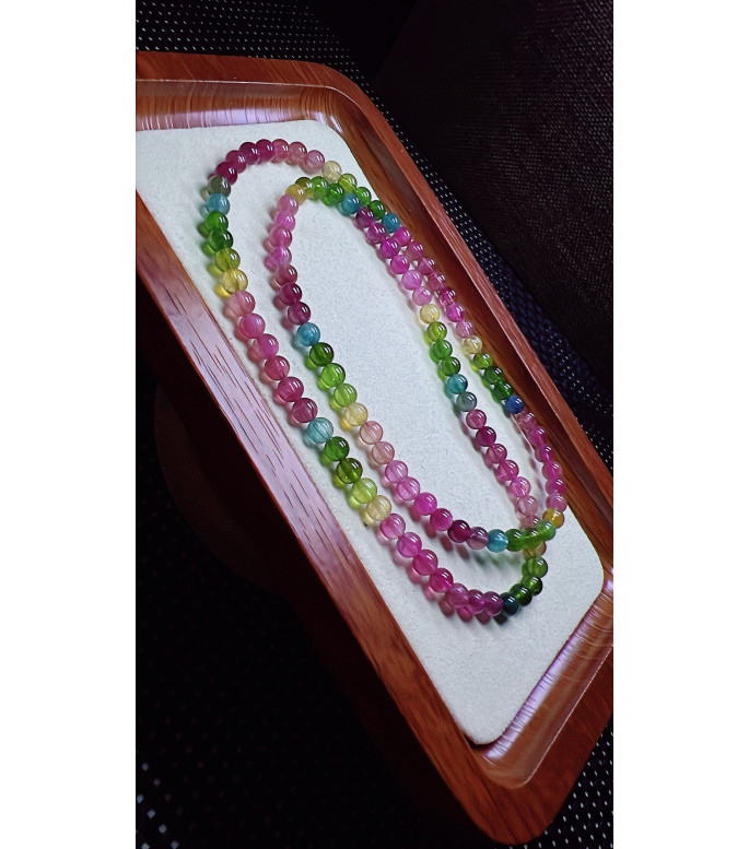 206F1 exquisite rainbow tourmaline three circle bracelet, size about 5.3mm, weight 25.1g 206F1 exquisite rainbow tourmaline three circle bracelet, size about 5.3mm, weight 25.1g