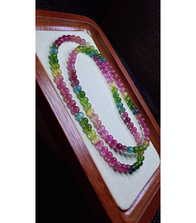 206F1 exquisite rainbow tourmaline three circle bracelet, size about 5.3mm, weight 25.1g 206F1 exquisite rainbow tourmaline three circle bracelet, size about 5.3mm, weight 25.1g