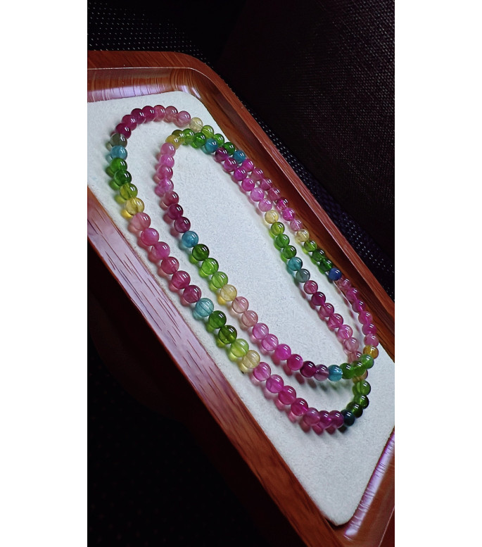 206F1 exquisite rainbow tourmaline three circle bracelet, size about 5.3mm, weight 25.1g 206F1 exquisite rainbow tourmaline three circle bracelet, size about 5.3mm, weight 25.1g