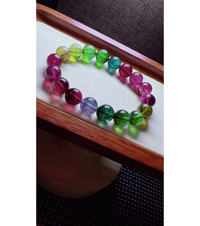 129F15 exquisite high-quality Emperor series rainbow tourmaline bracelet, specification
