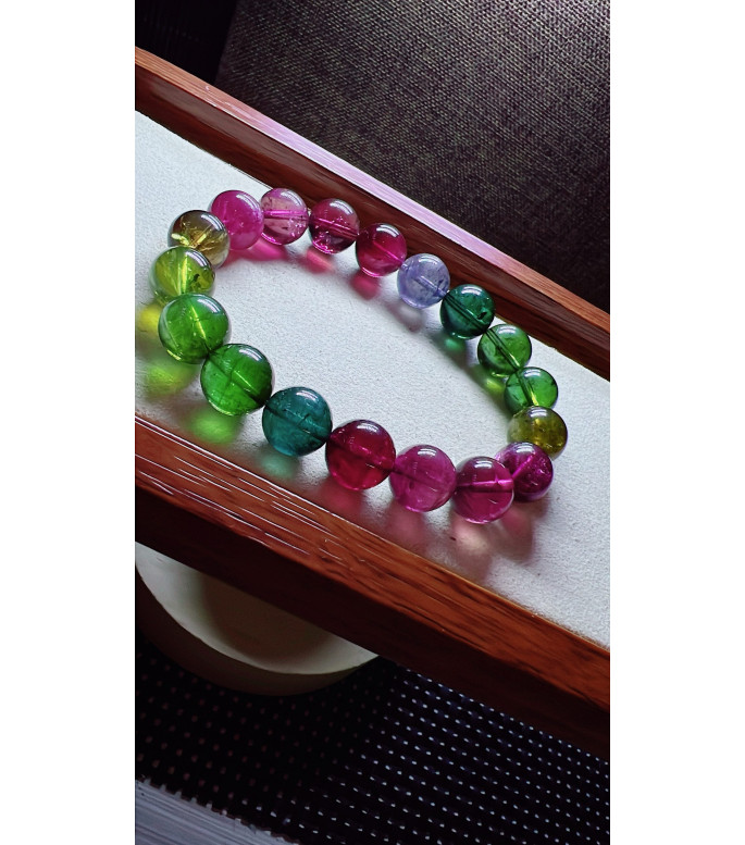 129F15 exquisite high-quality Emperor series rainbow tourmaline bracelet, specification