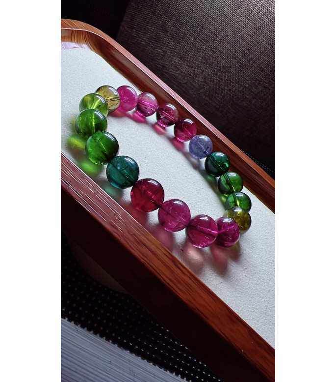 129F15 exquisite high-quality Emperor series rainbow tourmaline bracelet, specification