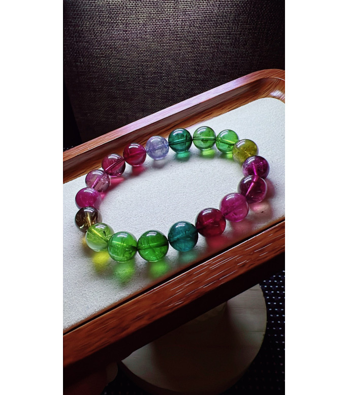 129F15 exquisite high-quality Emperor series rainbow tourmaline bracelet, specification