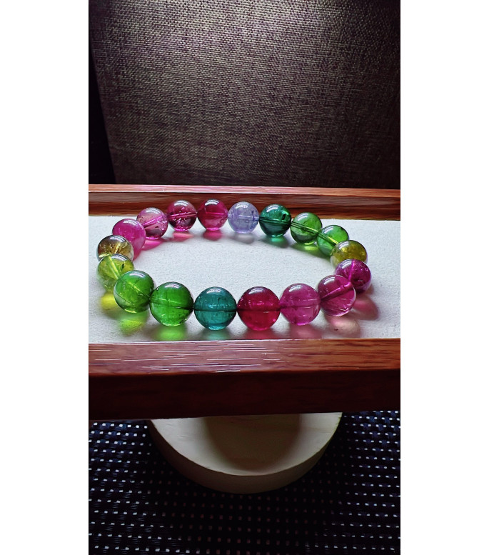 129F15 exquisite high-quality Emperor series rainbow tourmaline bracelet, specification