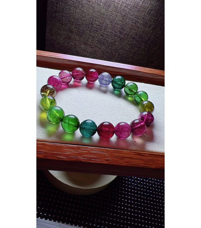 129F15 exquisite high-quality Emperor series rainbow tourmaline bracelet, specification