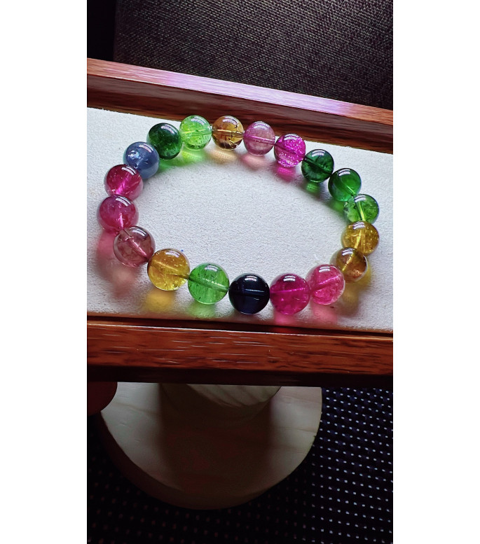 129F13 exquisite high-quality rainbow tourmaline bracelet, specification about 11mm