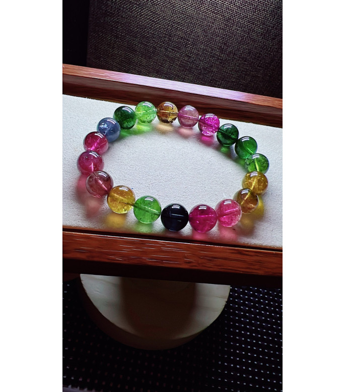 129F13 exquisite high-quality rainbow tourmaline bracelet, specification about 11mm