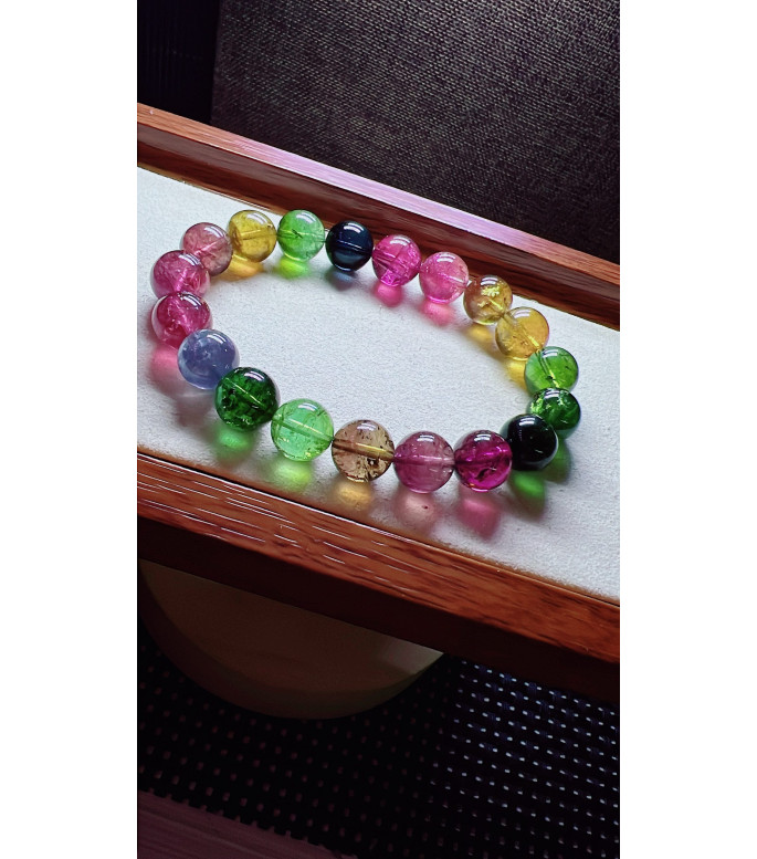 129F13 exquisite high-quality rainbow tourmaline bracelet, specification about 11mm