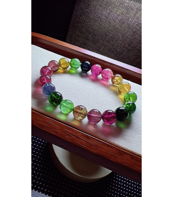 129F13 exquisite high-quality rainbow tourmaline bracelet, specification about 11mm