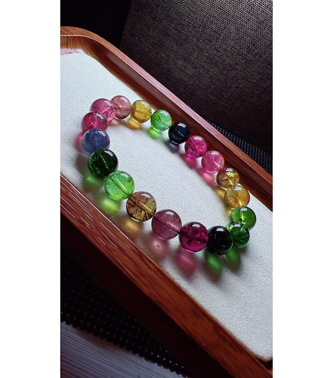 129F13 exquisite high-quality rainbow tourmaline bracelet, specification about 11mm