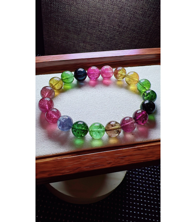 129F13 exquisite high-quality rainbow tourmaline bracelet, specification about 11mm