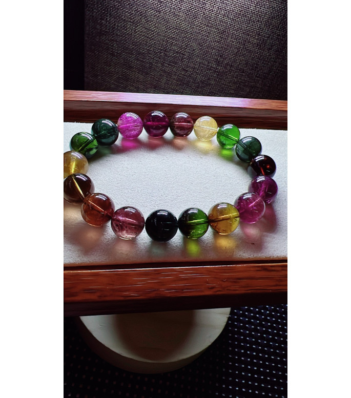 129F12 exquisite high-quality rainbow tourmaline bracelet, specification about 11.5mm 129F12 exquisite high-quality rainbow tourmaline bracelet, specification about 11.5mm
