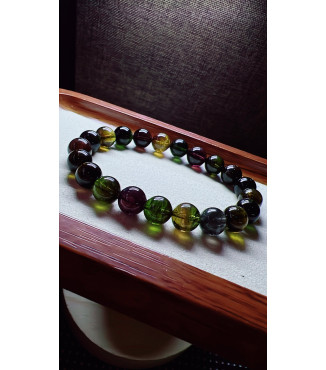 129F10 exquisite vintage black sugar tourmaline bracelet, specification about 9mm, weight