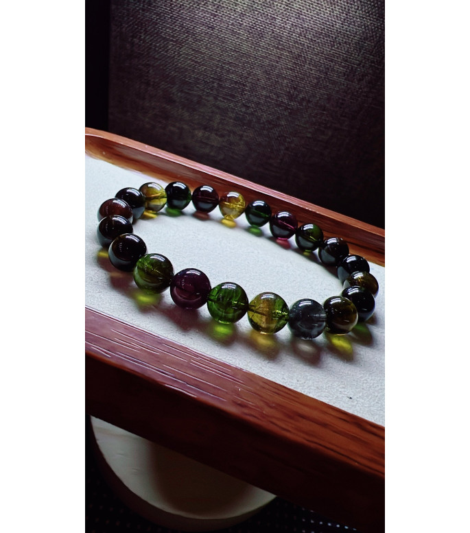 129F10 exquisite vintage black sugar tourmaline bracelet, specification about 9mm, weight