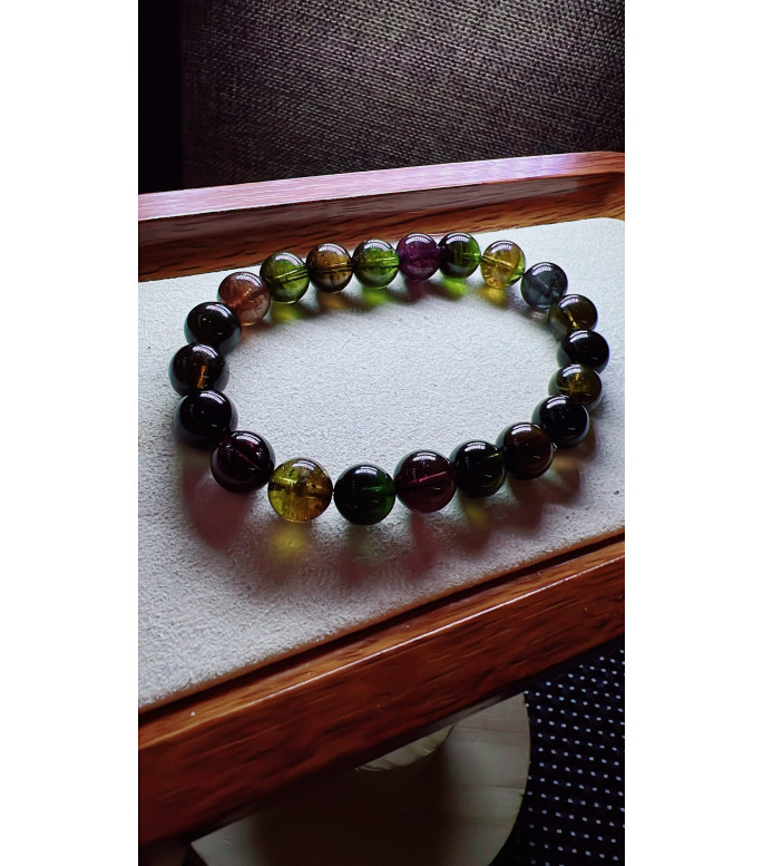 129F10 exquisite vintage black sugar tourmaline bracelet, specification about 9mm, weight