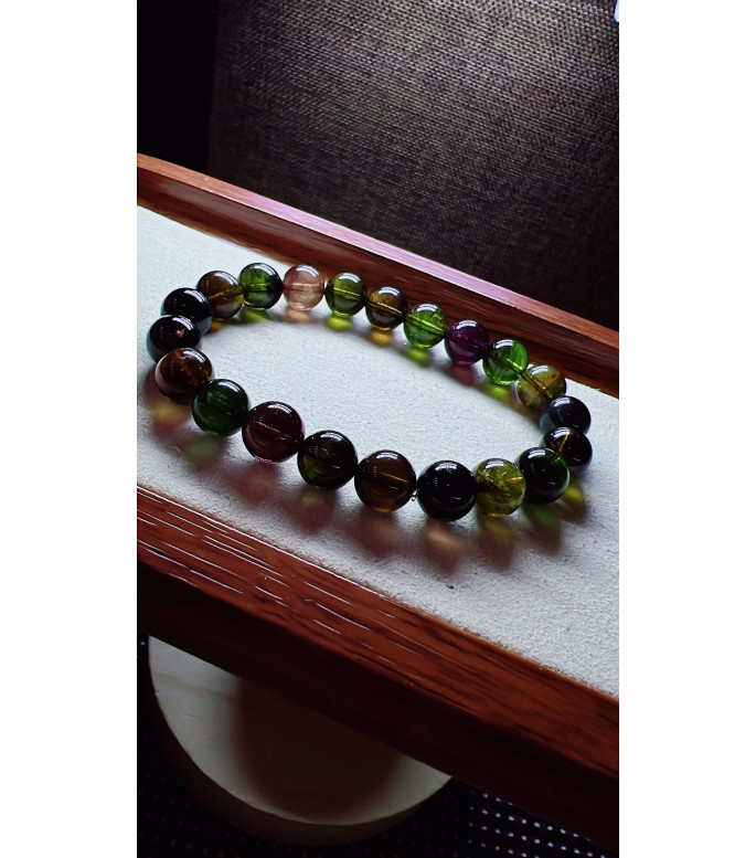 129F10 exquisite vintage black sugar tourmaline bracelet, specification about 9mm, weight