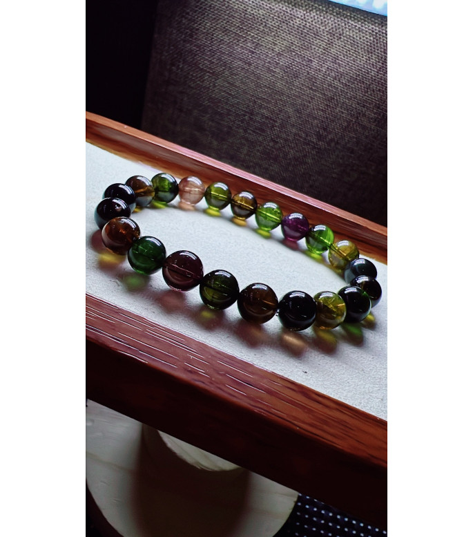 129F10 exquisite vintage black sugar tourmaline bracelet, specification about 9mm, weight