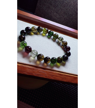 129F9 exquisite vintage black sugar tourmaline bracelet, size about 9.5mm, weight 28.8g