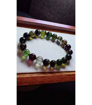 129F9 exquisite vintage black sugar tourmaline bracelet, size about 9.5mm, weight 28.8g