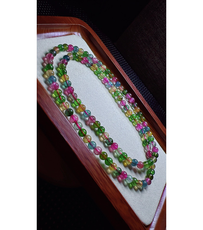 129F3 exquisite candy tourmaline three circle bracelet, size about 5.2mm, weight 24.9g