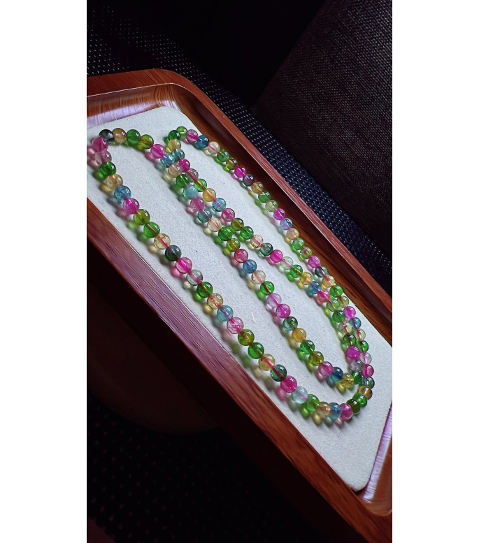 129F3 exquisite candy tourmaline three circle bracelet, size about 5.2mm, weight 24.9g