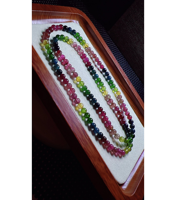 129F2 exquisite thick colored rainbow tourmaline three circle bracelet, specification