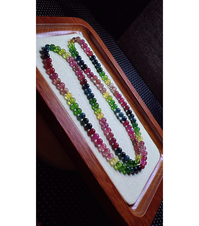 129F2 exquisite thick colored rainbow tourmaline three circle bracelet, specification
