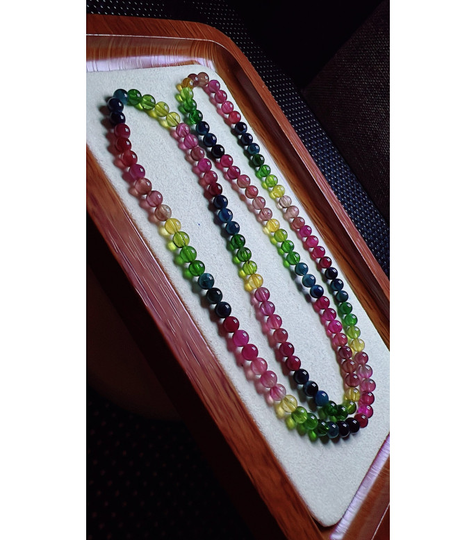 129F2 exquisite thick colored rainbow tourmaline three circle bracelet, specification
