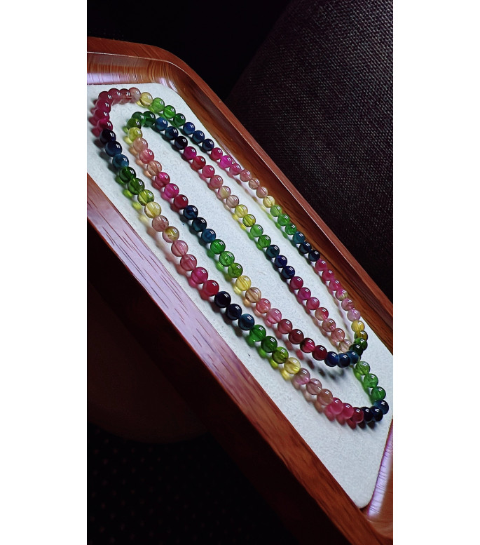 129F1 exquisite thick colored rainbow tourmaline three turn bracelet, specification about