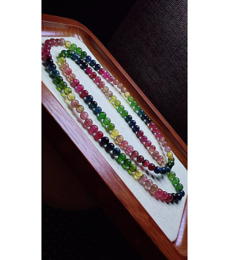 129F1 exquisite thick colored rainbow tourmaline three turn bracelet, specification about