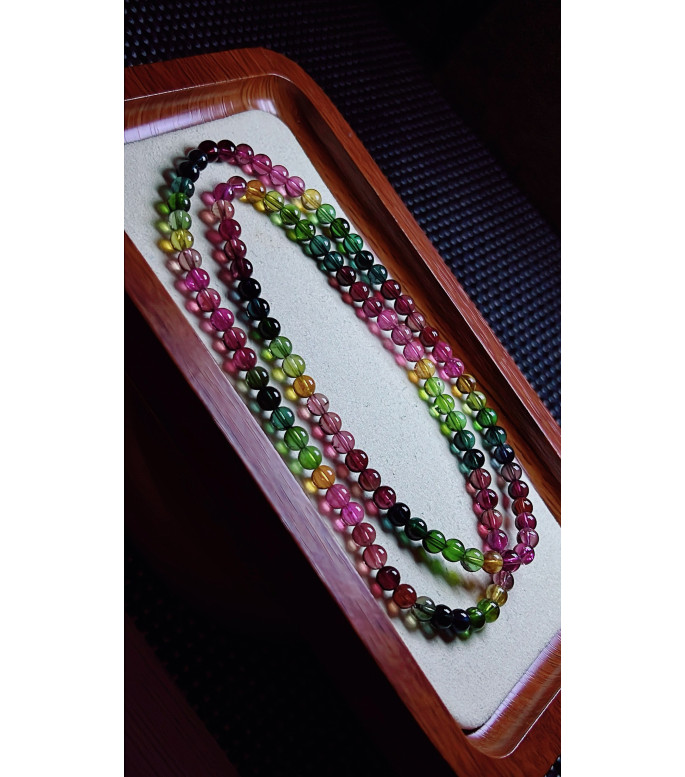 126F7 exquisite thick colored rainbow tourmaline three circle bracelet, size about 5.3mm