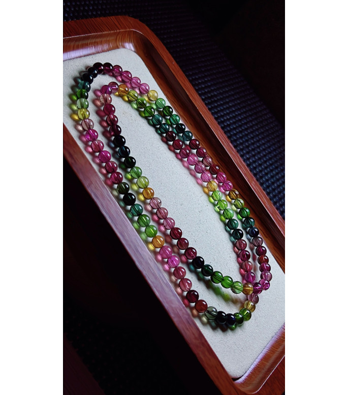 126F7 exquisite thick colored rainbow tourmaline three circle bracelet, size about 5.3mm