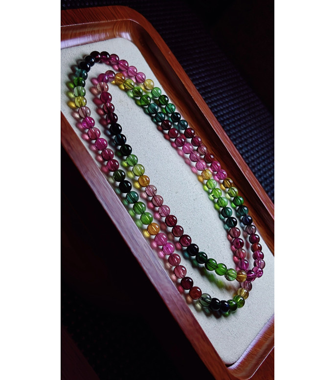 126F7 exquisite thick colored rainbow tourmaline three circle bracelet, size about 5.3mm