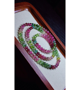 126F6 exquisite watermelon rainbow tourmaline three circle bracelet, size about 5.2mm
