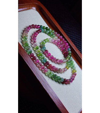 126F6 exquisite watermelon rainbow tourmaline three circle bracelet, size about 5.2mm
