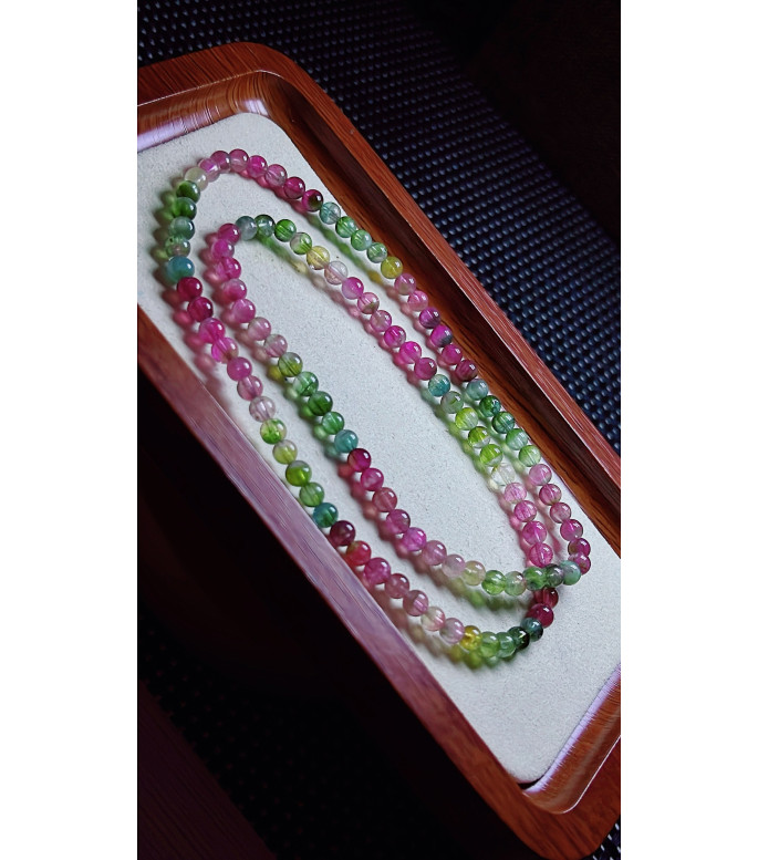 126F6 exquisite watermelon rainbow tourmaline three circle bracelet, size about 5.2mm