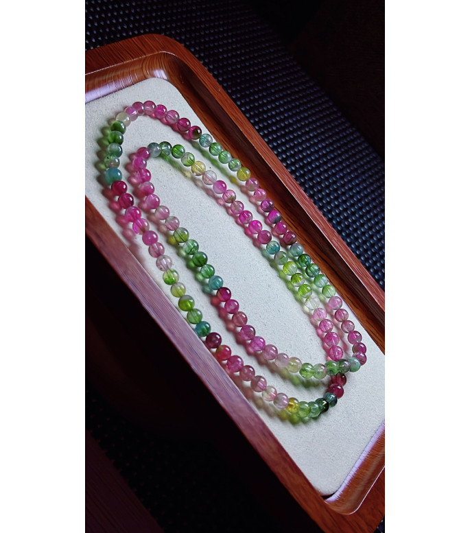 126F6 exquisite watermelon rainbow tourmaline three circle bracelet, size about 5.2mm