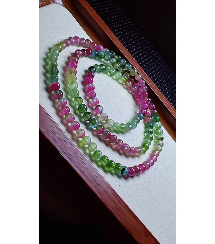 126F5 exquisite watermelon tourmaline three circle bracelet, size about 4.5mm, weight