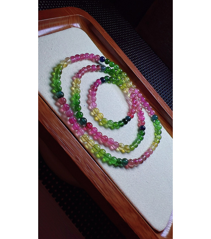 126F4 exquisite rainbow tourmaline three circle bracelet, size about 4.5mm, weight 19.5g 126F4 exquisite rainbow tourmaline three circle bracelet, size about 4.5mm, weight 19.5g
