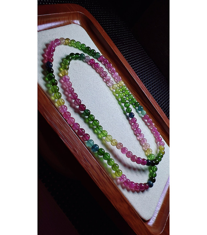 126F3 exquisite rainbow tourmaline three circle bracelet, size about 4.8mm, weight 20.6g