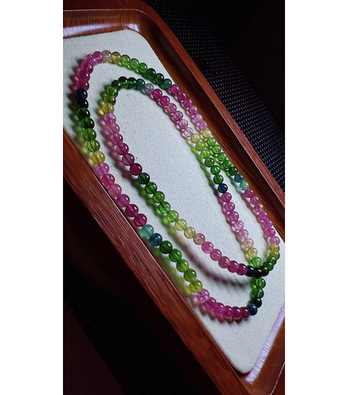 126F3 exquisite rainbow tourmaline three circle bracelet, size about 4.8mm, weight 20.6g