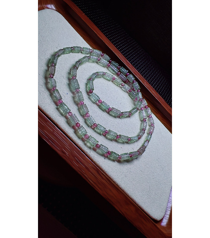 126F2 exquisite blue-green watermelon tourmaline three circle bracelet, size about