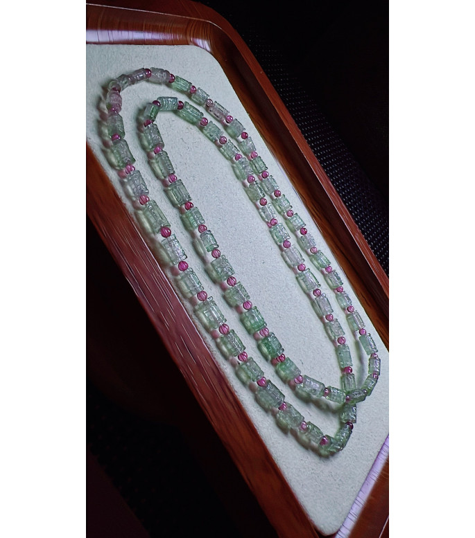 126F2 exquisite blue-green watermelon tourmaline three circle bracelet, size about