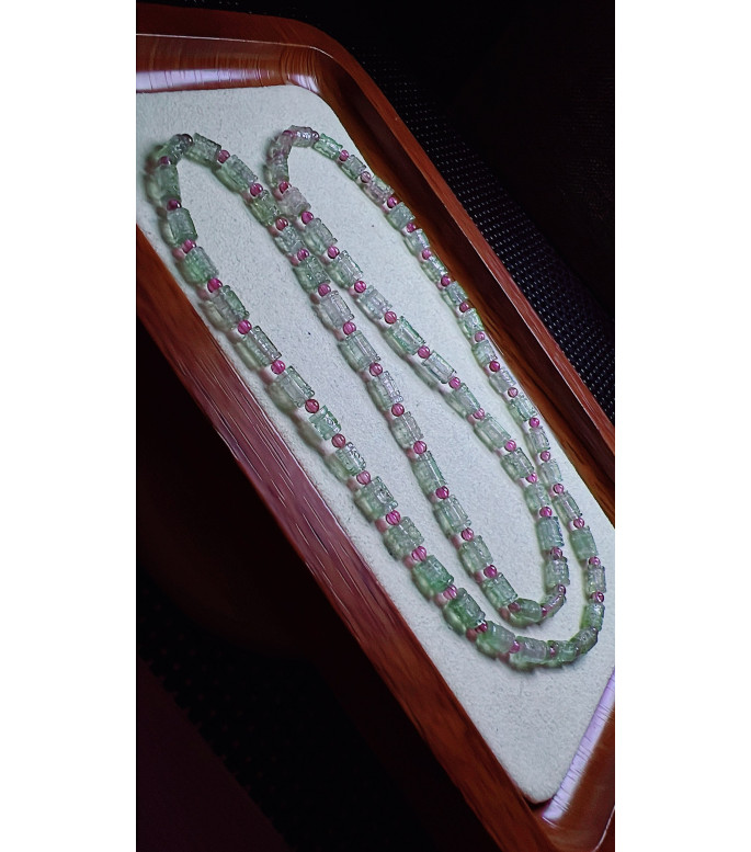 126F2 exquisite blue-green watermelon tourmaline three circle bracelet, size about