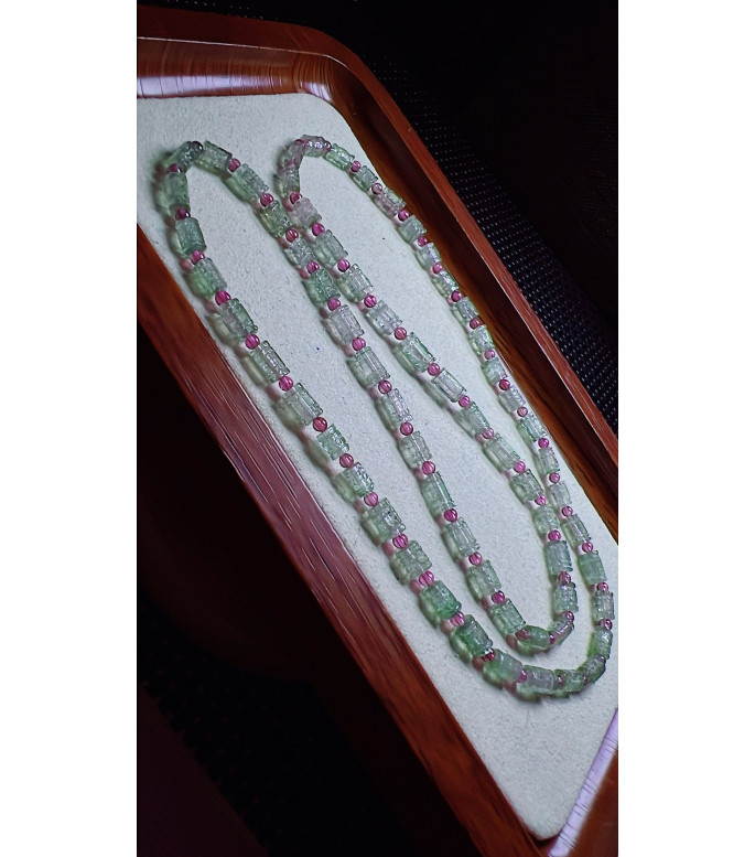 126F2 exquisite blue-green watermelon tourmaline three circle bracelet, size about