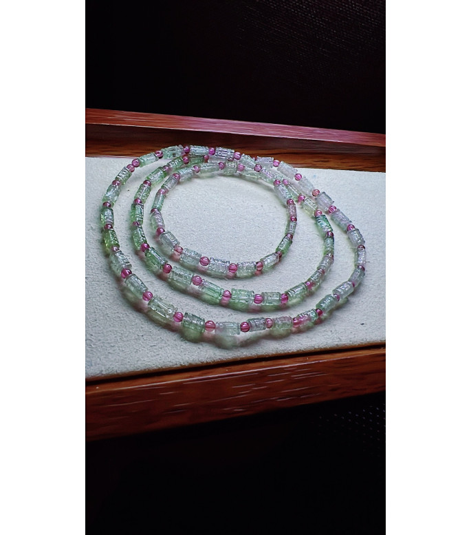 126F1 exquisite blue-green watermelon tourmaline three circle bracelet, size about 3