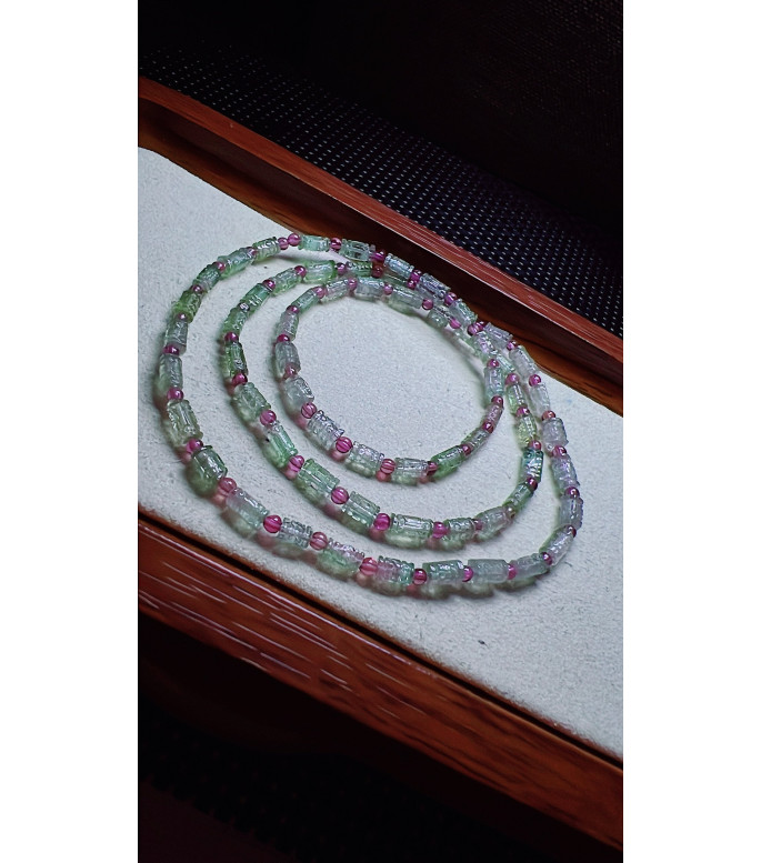 126F1 exquisite blue-green watermelon tourmaline three circle bracelet, size about 3