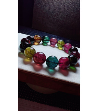 123F12 exquisite antique candy tourmaline bracelet, specification about 14mm, weight