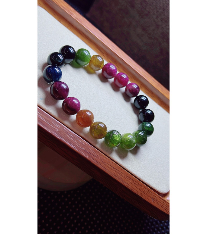 123F8 exquisite old mine black beauty tourmaline bracelet, specification about 11.3mm