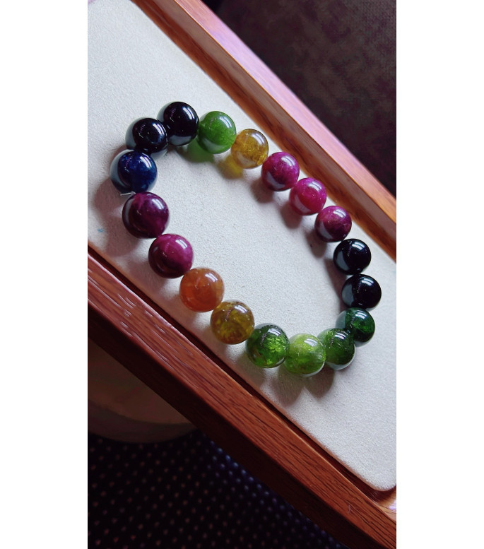 123F8 exquisite old mine black beauty tourmaline bracelet, specification about 11.3mm